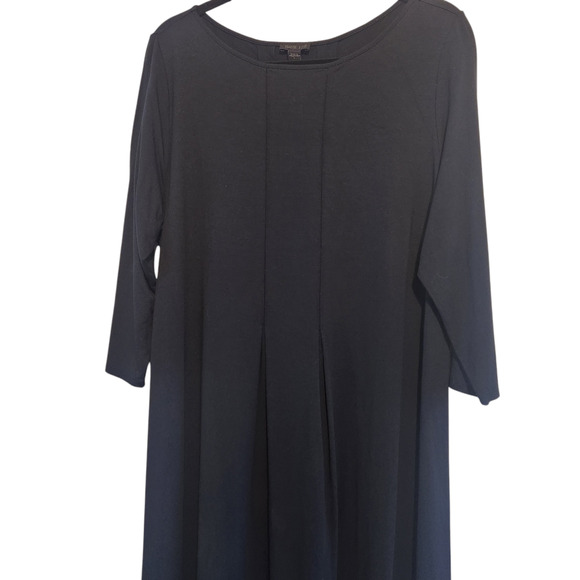 J. Jill Dress Wearever Collection Black, rayon & Spandex, pleated front, sz L - Picture 9 of 11